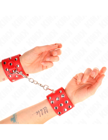 KINK MUAEQUERAS CON CIERRE A PRESIAN LLENO DE TACHUELAS AJUSTABLE ROJO 19 24 CM X 55 CM