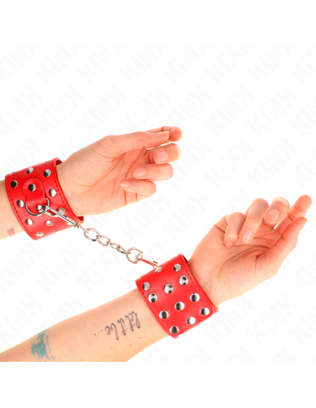 KINK MUAEQUERAS CON CIERRE A PRESIAN LLENO DE TACHUELAS AJUSTABLE ROJO 19 24 CM X 55 CM