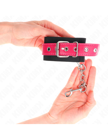 KINK MUAEQUERAS DE NYLON NEGRO CON CORREA POLIPIEL FUSCIA AJUSTABLE 19 29 CM X 51 CM