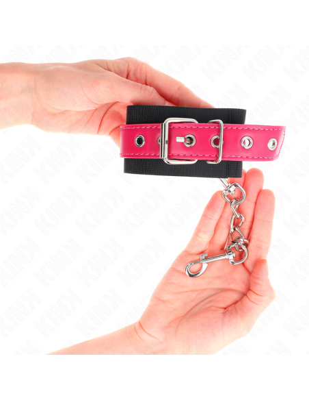 KINK MUAEQUERAS DE NYLON NEGRO CON CORREA POLIPIEL FUSCIA AJUSTABLE 19 29 CM X 51 CM