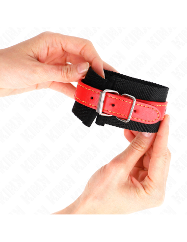 KINK MUAEQUERAS DE NYLON NEGRO CON CORREA POLIPIEL ROJO AJUSTABLE 19 24 CM X 55 CM