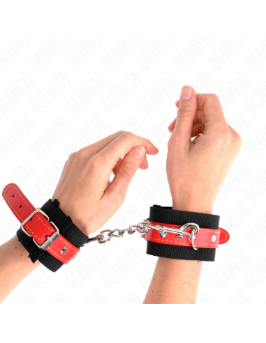 KINK MUAEQUERAS DE NYLON NEGRO CON CORREA POLIPIEL ROJO AJUSTABLE 19 24 CM X 55 CM