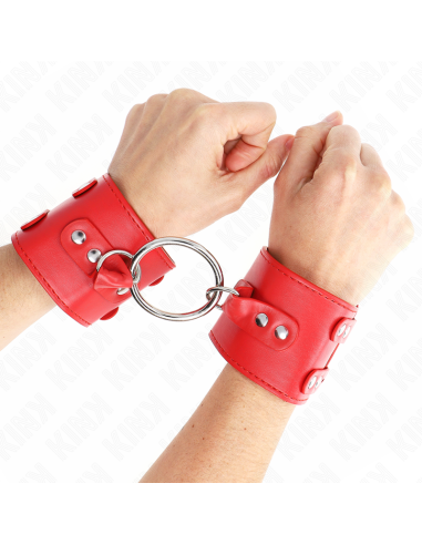 KINK MUAEQUERAS FIJAS CON ANILLA Y TACHUELAS ROJO AJUSTABLE 17 22 CM X 65 CM