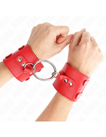 KINK MUAEQUERAS FIJAS CON ANILLA Y TACHUELAS ROJO AJUSTABLE 17 22 CM X 65 CM