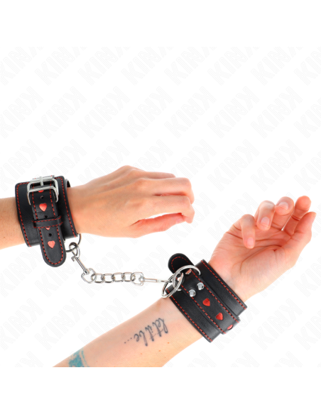 KINK MUAEQUERAS NEGRO CON INCRUSTACIAN DE CORAZAN ROJO AJUSTABLE 21 28 CM X 55 CM