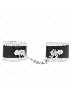 KINK MUAEQUERAS NEGRO CON ENCAJE DECORATIVO BLANCO AJUSTABLE 20 23 CM X 55 CM