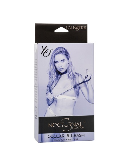 CALEXOTICS NOCTURNAL COLLAR Y CORREA CUERO AJUSTABLE NEGRO