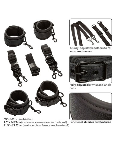 CALEXOTICS NOCTURNAL RESTRICCIONES DE CAMA CUERO AJUSTABLE NEGRO