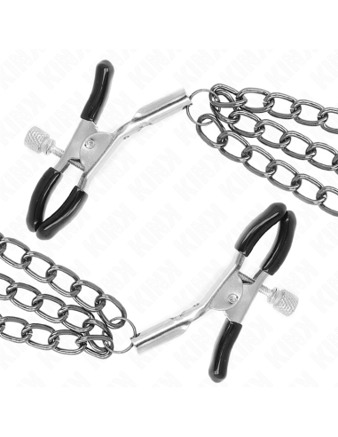 KINK PINZAS PARA PEZONES CON TRIPLE CADENA NEGRO 20 23 28 CM