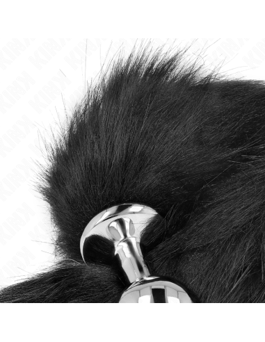 KINK PLUG ANAL TALLA M 8 X 35 CM CON COLA SINTATICA 40 CM NEGRO