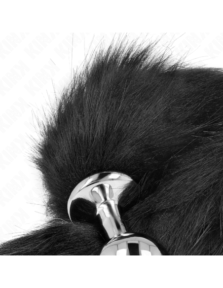 KINK PLUG ANAL TALLA M 8 X 35 CM CON COLA SINTATICA 40 CM NEGRO