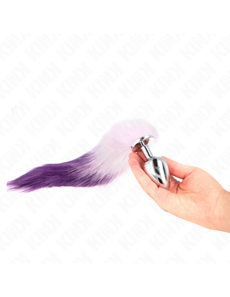 KINK PLUG ANAL TALLA L 10 X 4 CM CON COLA SINTATICA 40 CM VIOLETA