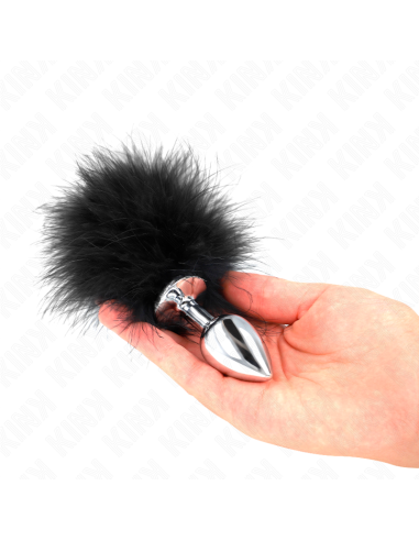 KINK PLUG ANAL 11 x 7 CM ACERO INOXIDABLE CON PLUMA 11 CM