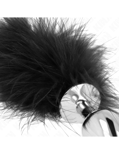 KINK PLUG ANAL 11 x 7 CM ACERO INOXIDABLE CON PLUMA 11 CM