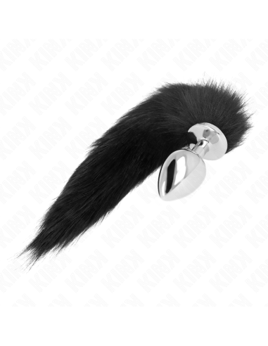 KINK PLUG ANAL TALLA L 10 X 4 CM CON COLA SINTATICA 40 CM NEGRO