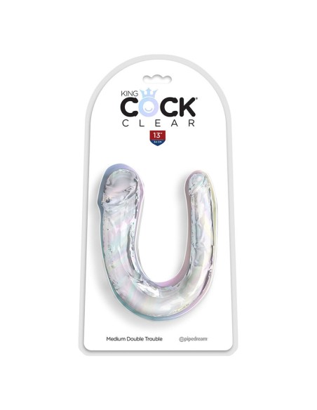 KING COCK DOUBLE TROUBLE DILDO DOBLE 33 CM TRANSPARENTE