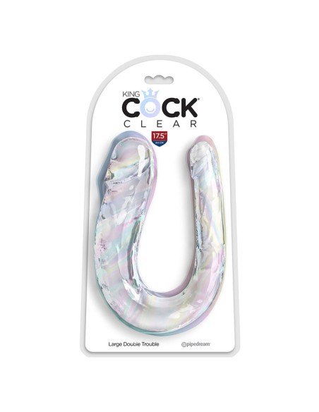KING COCK DOUBLE TROUBLE DILDO DOBLE 44 CM TRANSPARENTE