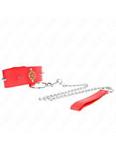 KINK COLLAR CON CORREA 65 CM CUELLO DE DIAMANTES ROJO AJUSTABLE 35 51 CM X 7 CM