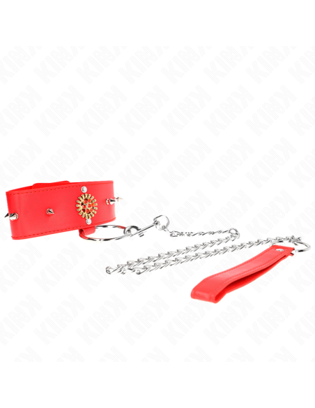 KINK COLLAR CON CORREA 65 CM CUELLO DE DIAMANTES ROJO AJUSTABLE 35 51 CM X 7 CM