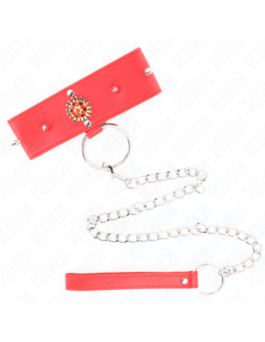 KINK COLLAR CON CORREA 65 CM CUELLO DE DIAMANTES ROJO AJUSTABLE 35 51 CM X 7 CM