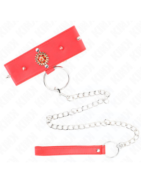 KINK COLLAR CON CORREA 65 CM CUELLO DE DIAMANTES ROJO AJUSTABLE 35 51 CM X 7 CM