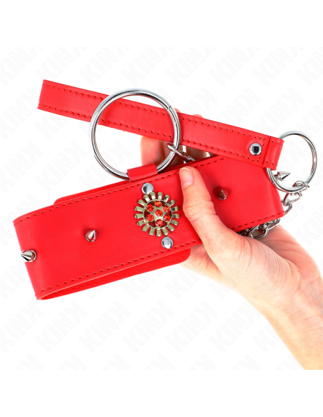 KINK COLLAR CON CORREA 65 CM CUELLO DE DIAMANTES ROJO AJUSTABLE 35 51 CM X 7 CM