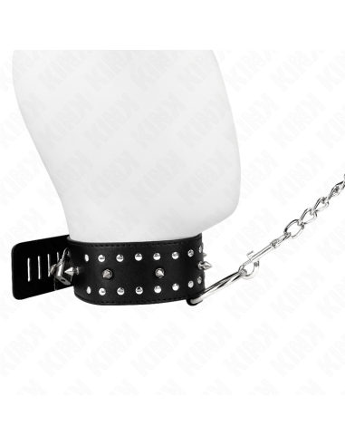 KINK COLLAR CON CORREA 65 CM CON TACHUELAS PLATEADAS MODELO 1 AJUSTABLE 36 43 CM X 5 CM