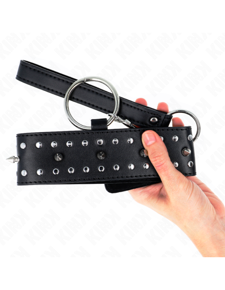 KINK COLLAR CON CORREA 65 CM CON TACHUELAS PLATEADAS MODELO 1 AJUSTABLE 36 43 CM X 5 CM