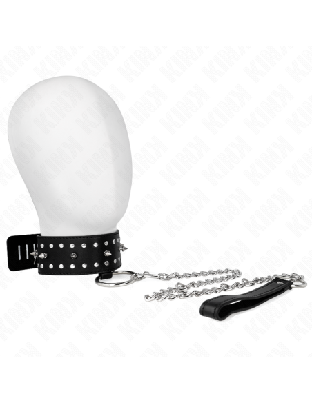 KINK COLLAR CON CORREA 65 CM CON TACHUELAS PLATEADAS MODELO 1 AJUSTABLE 36 43 CM X 5 CM