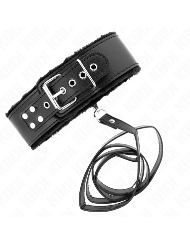 KINK COLLAR CON CORREA 116 CM CON TACHUELAS PLATEADAS MODELO 4 NEGRO AJUSTABLE 40 48 CM X 6 CM