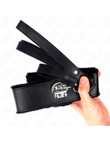 KINK COLLAR CON CORREA 116 CM CON TACHUELAS PLATEADAS MODELO 4 NEGRO AJUSTABLE 40 48 CM X 6 CM