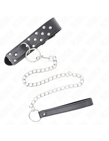KINK COLLAR CON CORREA 65 CM REMACHE ANILLA NEGRO AJUSTABLE 36 50 CM X 38 CM