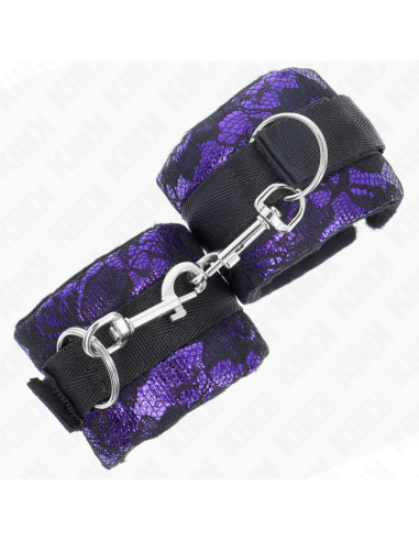 KINK MUAEQUERAS CORTAS DE ENCAJE TERCIOPELO Y UNIAN DE NYLON VIOLETA NEGRO 23 X 65 CM