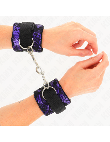 KINK MUAEQUERAS CORTAS DE ENCAJE TERCIOPELO Y UNIAN DE NYLON VIOLETA NEGRO 23 X 65 CM
