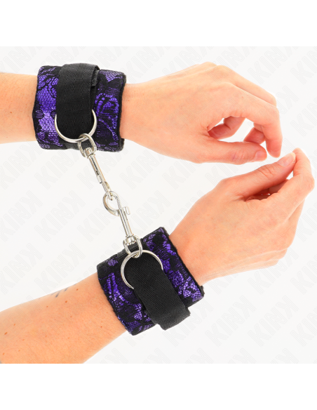 KINK MUAEQUERAS CORTAS DE ENCAJE TERCIOPELO Y UNIAN DE NYLON VIOLETA NEGRO 23 X 65 CM