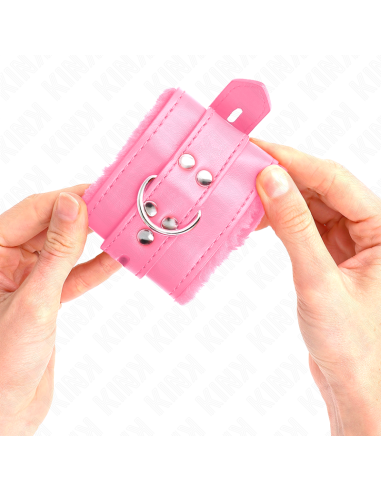 KINK MUAEQUERAS FORRADAS CON AGUJEROS CUADRADOS ROSA Y CORREA ROSA AJUSTABLE 17 29 CM X 6 CM