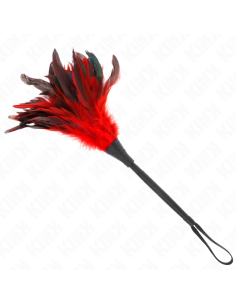 KINK PLUMAS DE POLLO PARA COSQUILLAS CON FORMA CUERNO DE CRIADA ROJO 36 CM