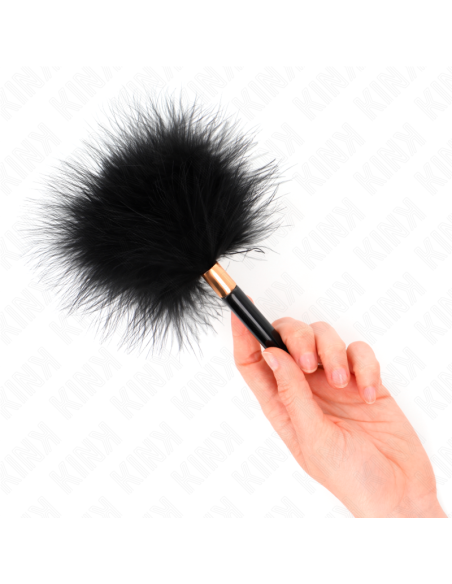 KINK PLUMAS PARA COSQUILLAS METAL DORADO NEGRA 18 CM