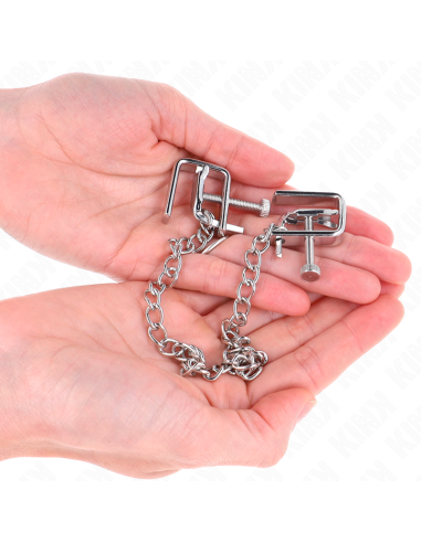 KINK PINZAS PARA PEZONES COMPRESORA TORNILLO DE BANCO CON CADENA 30 CM