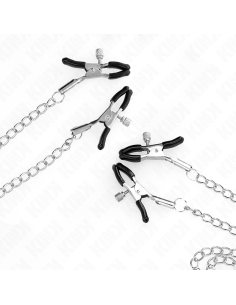 KINK PINZAS PARA PEZONES Y CLATORIS 4 ENGANCHES AJUSTABLE PLATEADO