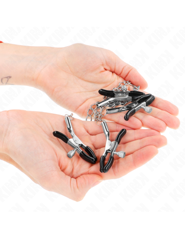 KINK PINZAS PARA PEZONES Y CLATORIS 4 ENGANCHES AJUSTABLE PLATEADO