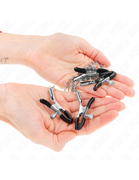 KINK PINZAS PARA PEZONES Y CLATORIS 4 ENGANCHES AJUSTABLE PLATEADO KINK PINZAS PARA PEZONES Y CLATORIS 4 ENGANCHES AJUSTABLE PLATEADO