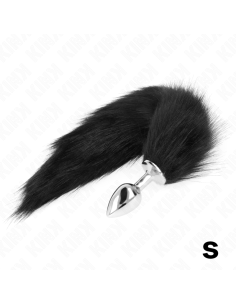 KINK PLUG ANAL TALLA S 7 X 3 CM CON COLA SINTATICA 40 CM NEGRO