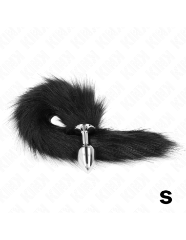 KINK PLUG ANAL TALLA S 7 X 3 CM CON COLA SINTATICA 40 CM NEGRO