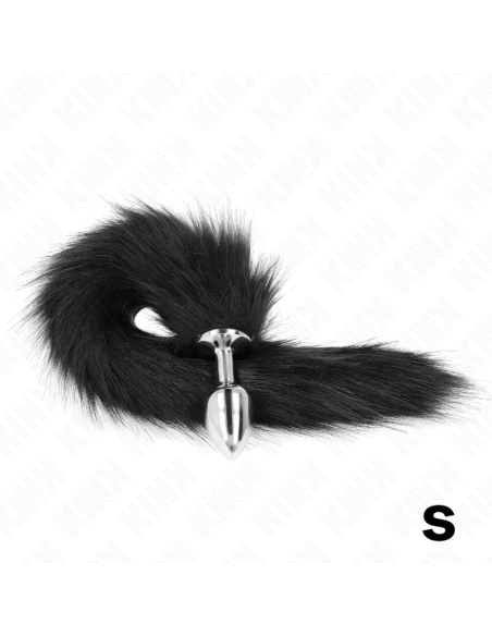 KINK PLUG ANAL TALLA S 7 X 3 CM CON COLA SINTATICA 40 CM NEGRO