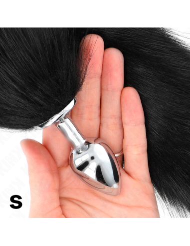 KINK PLUG ANAL TALLA S 7 X 3 CM CON COLA SINTATICA 40 CM NEGRO
