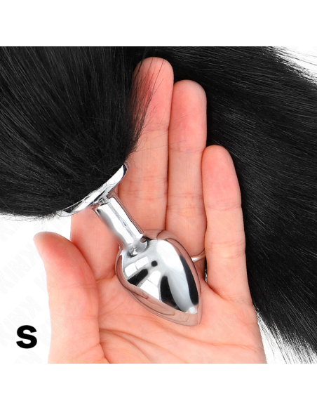 KINK PLUG ANAL TALLA S 7 X 3 CM CON COLA SINTATICA 40 CM NEGRO