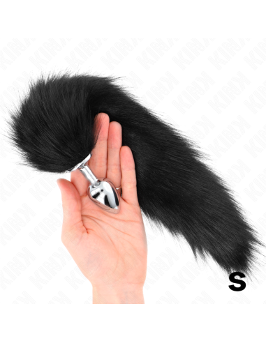 KINK PLUG ANAL TALLA S 7 X 3 CM CON COLA SINTATICA 40 CM NEGRO