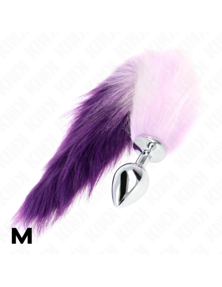 KINK PLUG ANAL TALLA M 8 X 35 CM CON COLA SINTATICA 40 CM VIOLETA