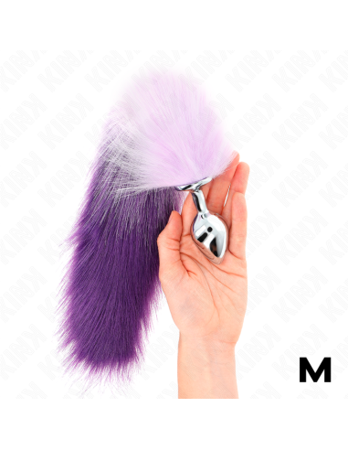 KINK PLUG ANAL TALLA M 8 X 35 CM CON COLA SINTATICA 40 CM VIOLETA